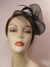 Load image into Gallery viewer, Horsehair Crinoline Fascinator with Coque Feathers.