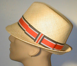 Panama Pinch Front Fedora with Stripped Grosgrain Band and Bow.