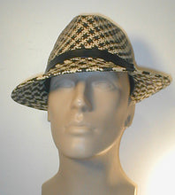 Load image into Gallery viewer, Two Tone Panama Fedora with Leather Band and Silver Accent.