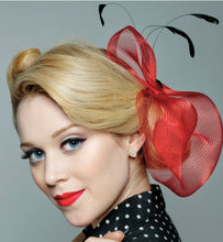 Load image into Gallery viewer, Horsehair Crinoline Freeform Fascinator with Coque Feathers