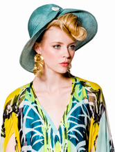 Load image into Gallery viewer, Freeform Parisisal large brim hat with vintage button accent