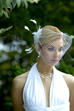 Load image into Gallery viewer, Basic bandeau birdcage veil with Feather Fascinator #CO65
