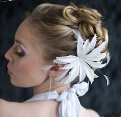 Silk Leaf Flower with Coque Feathers