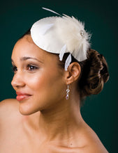 Load image into Gallery viewer, Cocktail Cap with Feather Accent and Swarovski Circled with Swarovski crystals.