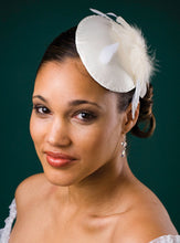 Load image into Gallery viewer, Cocktail Cap with Feather Accent and Swarovski Circled with Swarovski crystals.