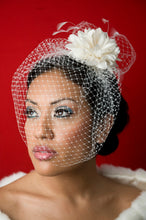 Load image into Gallery viewer, Basic Birdcage Blusher with Silk flower with Coque feathers and Birdcage Pouf