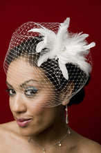 Load image into Gallery viewer, Basic Birdcage Flyaway with Coque Feathers with Swarovski Crystal Brooch Center