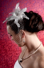 Load image into Gallery viewer, Basic Birdcage Blusher with Coque Feather Flower and  Center Brooch