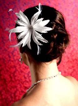 Silk Leaf Flower with Coque Feathers