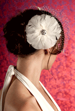 Load image into Gallery viewer, Pearl Bandeau Birdcage Veils with Circular Feather Fascinator and Vintage Style Broche Center