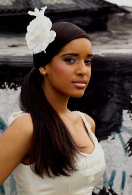 Silk Flower with Flatback Pearls and Coque Feathers