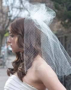 High Fashion French Net Birdcage Veil with Gathered Pouf