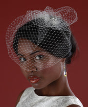 Load image into Gallery viewer, Basic Mini Birdcage Worn with Birdcage Pouf with Vintage Inspired Brooch