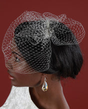 Load image into Gallery viewer, Basic Mini Birdcage Worn with Birdcage Pouf with Vintage Inspired Brooch