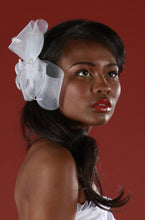 Load image into Gallery viewer, Horse Hair Crinoline Fascinator with Vintage Style Brooch and Coque Feathers.