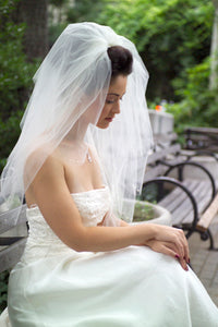 Four Tier Scalloped Veil with pearl and Rhinestone accent