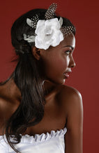 Load image into Gallery viewer, Petal Rose with Vintage Inspired Broach ,Peasant and Coque feathers.