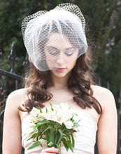 Load image into Gallery viewer, Double Birdcage Veil .Contrasting Layers of Illusion and Birdcage Veiling