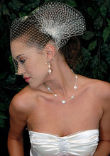 Load image into Gallery viewer, Pearl Bandeau Birdcage Veil with Triple Birdcage Pouf with Pearl Accent