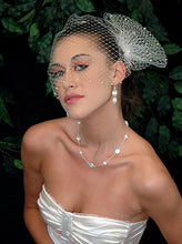 Load image into Gallery viewer, Pearl Bandeau Birdcage Veil with Triple Birdcage Pouf with Pearl Accent