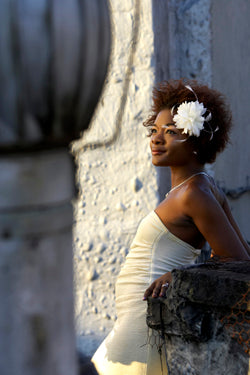 Silk Flower with Coque Feathers