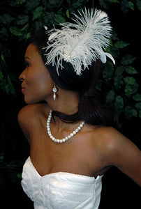 Ostrich and Coque Feather Fascinator with Brooch Accent