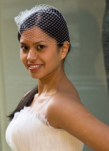 Side Gather Birdcage Veil