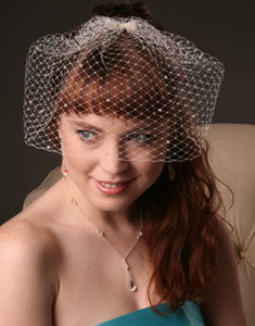 Mini Birdcage  Blusher Veil with Scattered Crystals