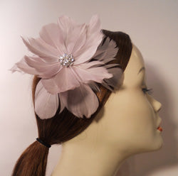 Feather Flower With Vintage Inspired Brooch Center