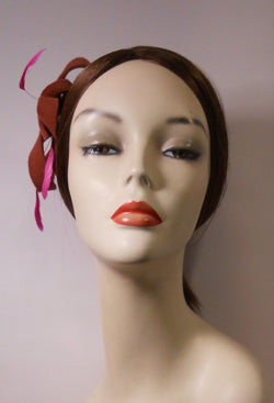 Velour Free Form Fascinator with Coque Feathers