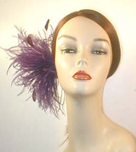 Load image into Gallery viewer, Ostrich Pouf Fascinator with Coque Feathers and Vintage Inspired Brooch
