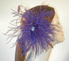 Load image into Gallery viewer, Ostrich Pouf Fascinator with Coque Feathers and Vintage Inspired Brooch