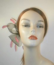 Load image into Gallery viewer, Horsehair/Crinoline Fascinator with Vintage Inspired Brooch and Coque Feathers