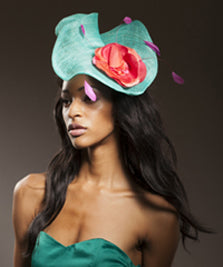 Large Sinimay Fascinator with Flower and Coque Feathers