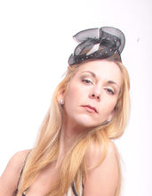 Load image into Gallery viewer, Horsehair Fascinators with Hand Beaded Crystals and Coque Feathers