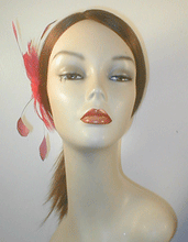 Load image into Gallery viewer, Feather Fascinator with Coque Feathers and Vintage Inspired Brooch