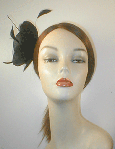 Large Flower Fascinator with Coque and Biot Feathers