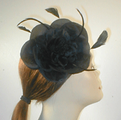 Large Flower Fascinator with Coque and Biot Feathers