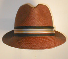 Load image into Gallery viewer, Panama Fedora with Pinch Front and Flip Brim. Accented with Grosgrain Band and Buckle.