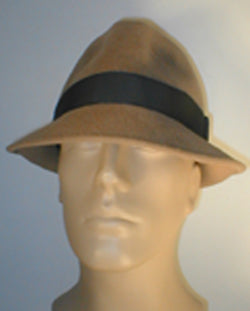 Velour Pinch Front Fedora with Vintage Ribbon Accent.