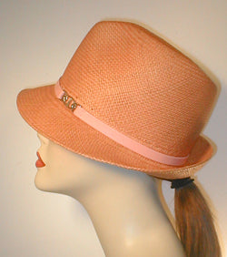 Panama Pinch Front Fedora with Leather Band and Silver Accented Buckle.