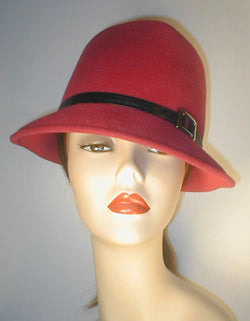 Velour Teardrop Fedora with Silver Buckle and Lambskin Band.