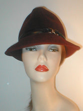 Load image into Gallery viewer, Velour Fedora with Lambskin Band and Silver Ring Accent.