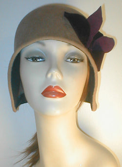 Velour Hand Shaped Cloche with Contrasting Accent