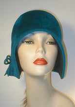 Load image into Gallery viewer, Velour Freeform Cloche with Gathered Bow Accent.