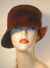Load image into Gallery viewer, Velour Freeform Cloche with Asymmetrical Brim.