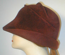 Load image into Gallery viewer, Velour Freeform Cloche with Asymmetrical Brim.