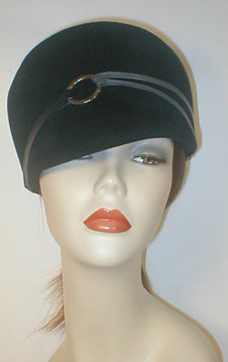 Velour 60's Style cap with Leather Accent.